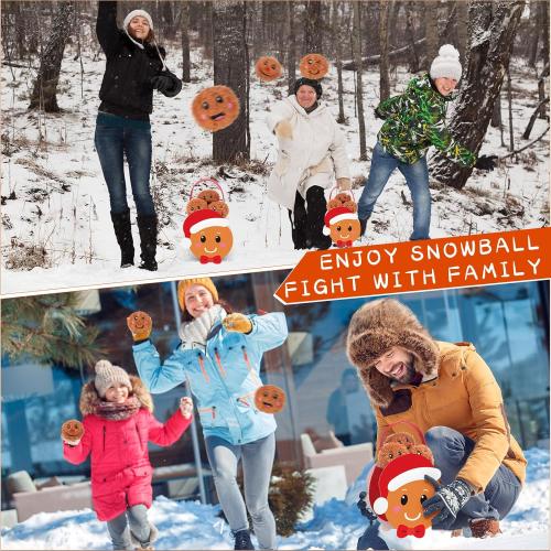 Sadnyy 24 Pack Christmas Snowball Fun Fight Set for Kids Indoor Outdoor Christmas Games for Family Party 2.8 Inch Snowman Face Fake Snowballs Fight in a Bucket for Winter Party(Gingerbread Man)