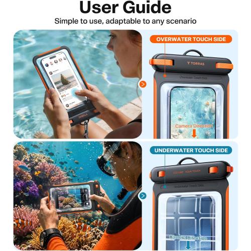 TORRAS IPX8 Waterproof Phone Pouch Floating, Underwater Screen Touchable
