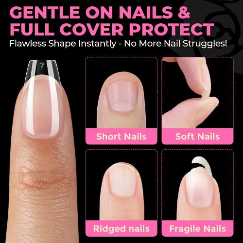 UNA GELLA Short Coffin Nails Tips 504pcs No c Curve Full Cover False Nail
