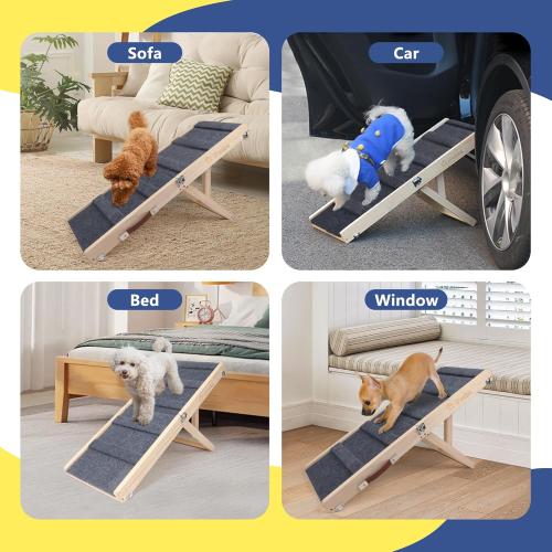 Small Dog Ramp for Bed Couch Car Folding Portable Pet Ramp for Cats Adjustable Height 21, Up to 35 lbs