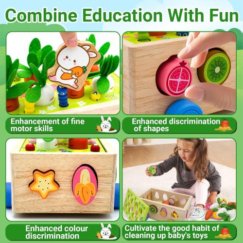 Montessori Wooden Shape Sorter for Baby Carrot Shape Sorting Toy for Toddlers 3  Montessori Shape Puzzles Fine Motor Toys Sensory Learning Educational Toys for Kids 1 2 3 4 5 6 Years Old