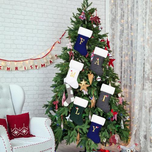 20 Inches Red Velvet with White Super Soft Plush Cuff Christmas Stockings, Xmas Personalized Embroidered Pets Paw Stockings for Family Holiday Decorations and Xmas Tree Fireplace