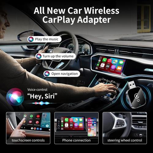 Wireless CarPlay Adapter for Android Auto - 3 in 1 Airplay Mirror Link Adapter Multi-User Seamless Connection Converts Wired to Wireless CarPlay Adapter - No Latency from iOS 10  to Screen w/USB-C