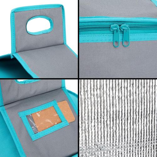 Insulated Round Thermal Casserole Food Carrier for Lunch, Lasagna, Potluck, Picnics, Vacations - Teal and Grey