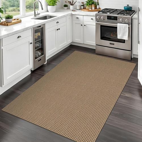 EARTHALL Woven Area Rug 3x5 Ft Washable Rugs for Entryway Braided Non Slip Rubber Backed Throw Rugs Door Mat Indoor Outdoor Entrance Cotton Carpet for Kitchen Foyer Front Door, Orange/Tan/Brown
