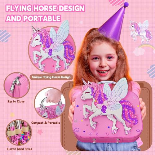 Kids Makeup Kit for Girls - Girls Makeup Kit Toys, Real Washable Cosmetic Set with Storage Case, Kids Play Makeup Set for Christmas Birthday Gift 3 4 5 6 8 10 11 12  Years Old, Pink
