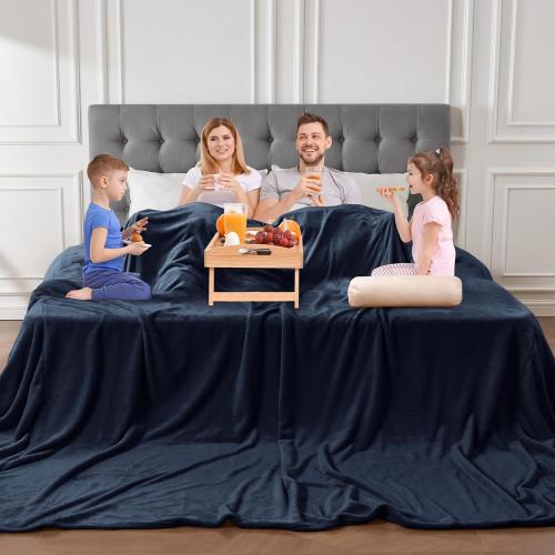 Oversized Blanket 120x120 Inches, Giant Huge Companion for Bed, Sofa, Travel and Camping, Extra Large Big Soft Blanket Fits The Whole Family and Outdoor Campaign, Navy