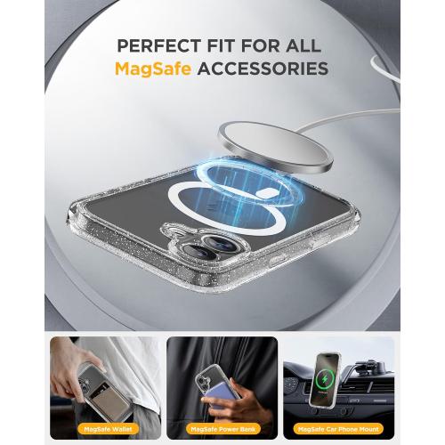 Miracase for iPhone 17 Case 6.3'', Full-Body Military Drop Protection Outdoor Phone case with Built-in Glass Screen &Camera Control,Easy Installation,No Gap,Compatible with MagSafe,Clear Glitter