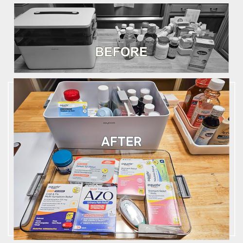 Size 3 tier JOYBOS 3-Tier Medicine Storage Box Cabinet, Empty First Aid Kit Portable Medical Supply Organizer with Leather Handle for Home
