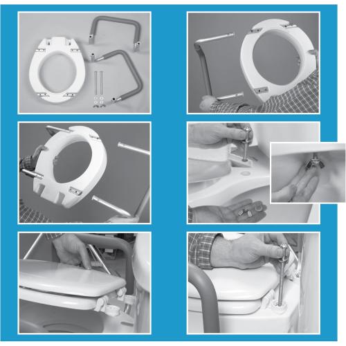 Size 3.5 Compass Raised Toilet Seat with Arms, Elongated Toilets, 3.5 Inch High, Elevated Toilet Riser with Removable Padded Handles, Easy On and Off, Support 250 lbs, White