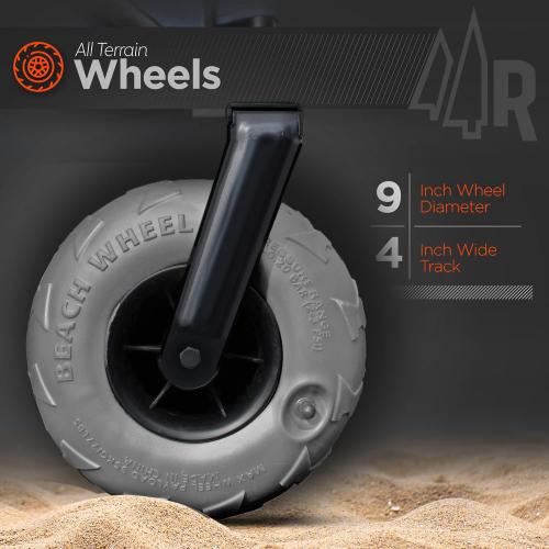 Color Black Beach Wagon with Big Wheels for Sand - All Terrain Steel Frame Utility Cart with 9 Pneumatic Tires, Collapsible Folding Design (Sand Warrior RX800 Black)