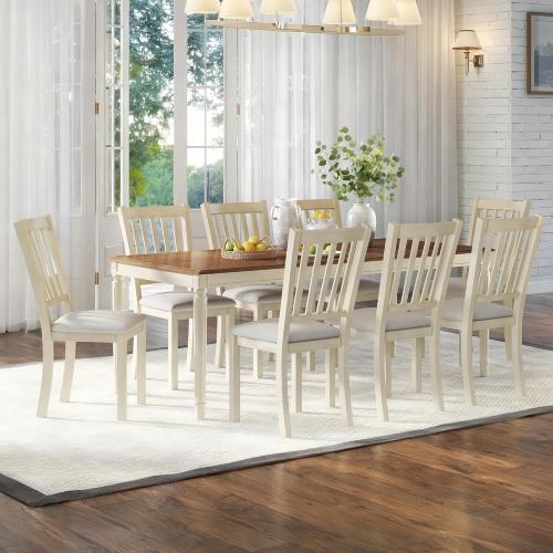 6 Upholstered Chairs, Solid Rubberwood Frame, Roman Conical Legs, Rustic Cream (See the picture for the color) (NO TEST)