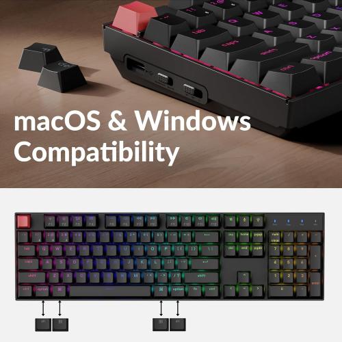 Black Keychron K10 Full Size Layout Bluetooth Wireless/USB Wired Mechanical Gaming Keyboard for Mac with Keychron Super Banana Switch/RGB Backlight 104 Keys Computer Keyboard for Windows Laptop(Version 2)