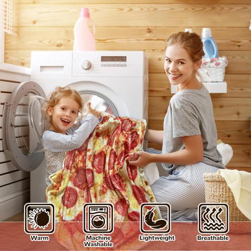 Bcareself Pizza Blanket Adult Kdis Size Double Sided Funny Realistic Food Personalized Throw Blanket Novelty Gift for Everyone 300 GSM Soft Flannel 60 inches Red