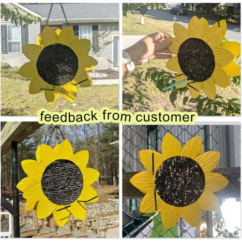 Liffy Sunflower Metal Cardinal Bird Feeder - Hanging for Outdoor Garden, Window 12inch