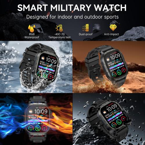 Smart Watch for Men Fitness Tracker: Waterproof Military Digital Mens Watches Running Make Answer Call Smartwatch Android Phone iPhone Samsung Compatible Sleep SpO2 Heart Rate Monitor Step Pedometer