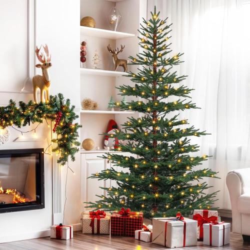 6 FT Pre-Lit Artificial Christmas Tree with 250 Dual-Color LEDs & Timer, 530 Realistic Branch Tips, Metal Stand for Holiday Home Christmas Decorations