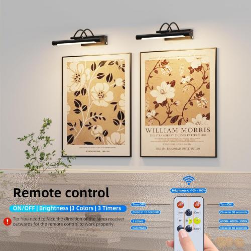 Picture Light,Wireless Rechargeable Gallery Light with Remote,5000mAh Dimmable Painting Rechargeable Picture Lights for Wall,12 inch Metal Picture Lights for Art,Paintings,Mirror,Black