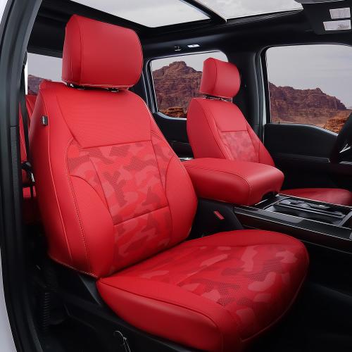 for Ford F150 Seat Covers 2024 2023 2022 2021 2020 2015-2019, Truck Seat Covers for 2015-2023 2024 Ford F150 Accessories, Only fit SuperCrew (XL/XLT/STX), Red Camo, Full Set