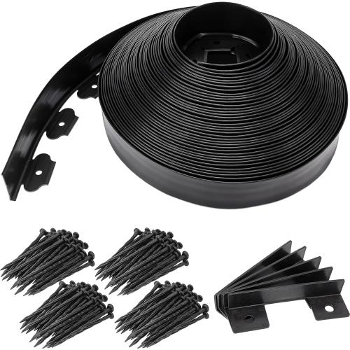 Black Landscape Edging 2.5 Inch Tall 100 FT, Black Edging for Landscaping with 5Pcs connectors and 120 Pcs Anchoring Spikes for Garden Flower Beds Yard Lawn