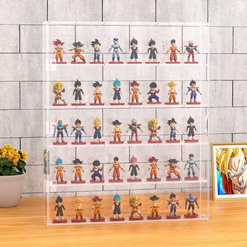 AITEE Acrylic Display Case, Display Cabinet for Mini Figures, Dust-Proof Clear Wall Mounted or Desktop 5 Layer Storage Mini Toys/Rock Stone, Each Compartment: 15 7/10”L x 3 2/5”W x3 4/5”H