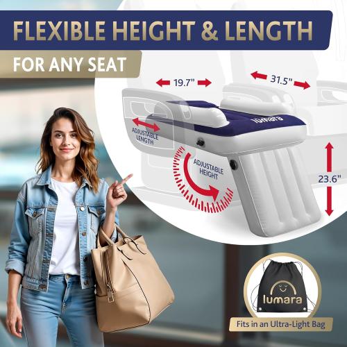 LUMARA Toddler Airplane Bed - Inflatable Airplane Bed for Toddlers, Plane Baby Mattress for Kids - Blow Up Air Mattress for Child Flight Sleep with Safety Belt, Innovative Valves, No Pump Needed