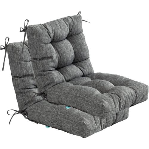 QILLOWAY Outdoor Chair Cushion for Patio Furniture, Waterproof Patio Cushions Set of 2 with Ties, Fade Resistant Replacement Pads for Outdoor Rocking Chairs,Charcoal Grey,Black ‼️possible stains and missing or broken pieces ‼️