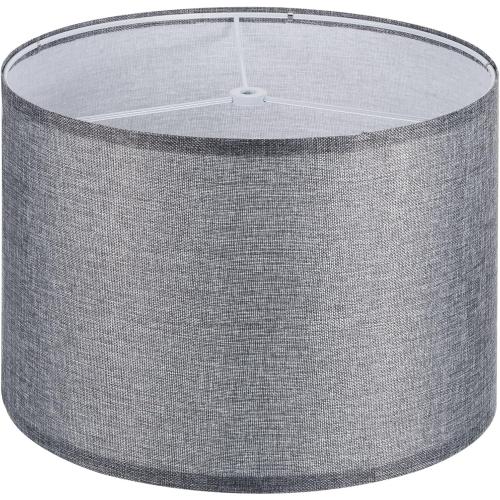 PATIKIL Drum Lamp Shades, 13x13x9 Linen Round Lamp Shade for Table Lamps Easy Assembly Lampshade for Table Lamps Floor Lamps Bedside, Gray