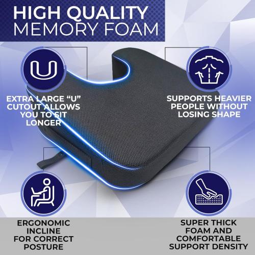 YogiBum Patented Cushion | Extra Large Tailbone Gap | XL Size for 190lbs  | Med Size for 150-190lbs | Relief for LowBack, Tailbone, Sciatica, Hemorrhoids | Snug Fit on Office/Computer Chairs