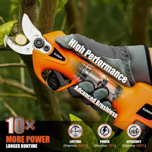 Pruning Shear Battery Powered, Kebtek Cordless Portable Electric Pruner with 2Pack 2Ah Rechargable Batteries -16.8V 25MM(0.98Inch) Cutting Diameter