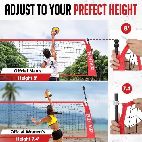 ZEALFEEL 12 FT/20 FT Portable Adjustable Volleyball Net for Backyard | Freestanding Net with Carry Bag for Hitting and Serving Drills in Backyards, Parks, Beach or Outdoor & Indoor