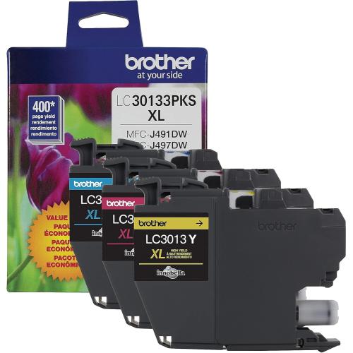 Brother High-yield Color Printer Ink Cartridges LC3013 3-Pack for Work Smart Series - Professional Grade Ink for MFC-J491DW, J497DW, J690DW, J895DW - Up to 400 Pages per Cartridge
