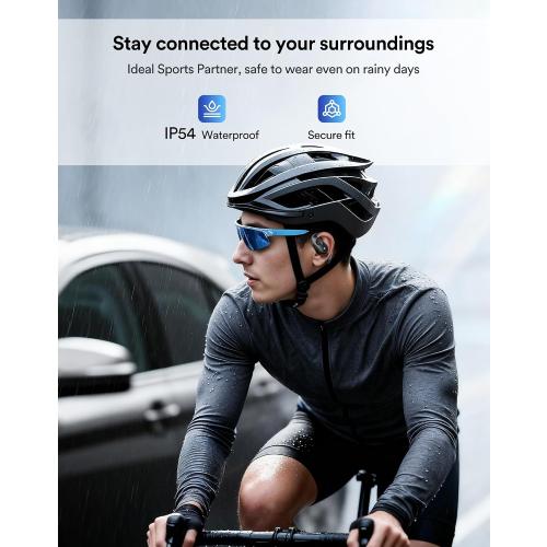 Eigsupia Open Ear Headphones, Bluetooth Headphones 5.3 Sports with Smart Digital Display, 36H Playtime, IP54 Waterproof, Wireless Earbuds Lightweight Design Fit Cycling, Running, Workout (Black)
