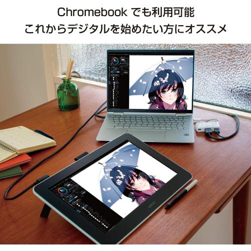 Wacom One 13 DTC133W1D 13.3-Inch LCD Pen Tablet, Liquid Tab, Original Custom Brush Set