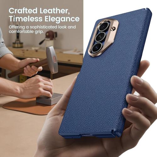 for Samsung Galaxy Z Fold 7 Case with Screen Protector, [One Piece Box-Style Case] [Compatible with Magsafe] [Hinge Protection] Slim Thin Full Body Shockproof Leather Phone Cover for Z Fold7 - Blue