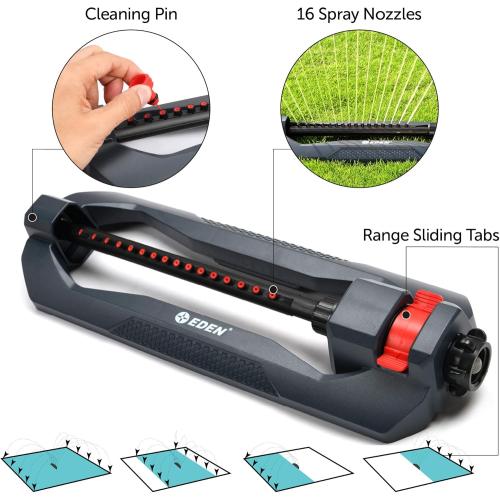 Eden 96213 Lawn & Garden Essential Oscillating Sprinkler | Water Sprinkler for Yard,Covers up to 3,600 sq. ft., Heavy Weight Base