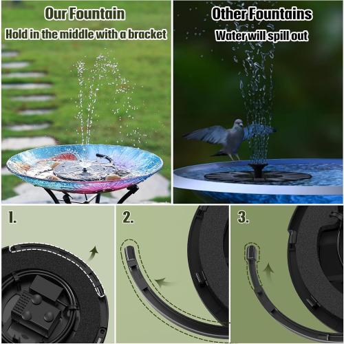 AISITIN Solar Fountain Pump for Bird Bath Upgraded 2025, 3.5W Solar Water Pump DIY Kit with 9.8ft Cord & Multiple Nozzles, Solar Bird Bath Fountain with Wire for Garden, Ponds and Outdoor
