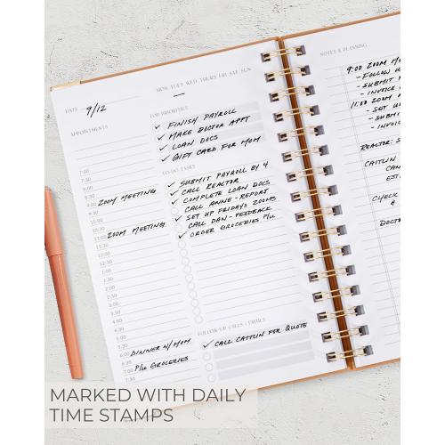 ZICOTO Aesthetic Daily Planner And Notebook With Hourly Schedule - Aesthetic Spiral To do List Notepad For Work/Home to Organize Tasks And Appointments - Stylish School/Office Supplies Book For Women
