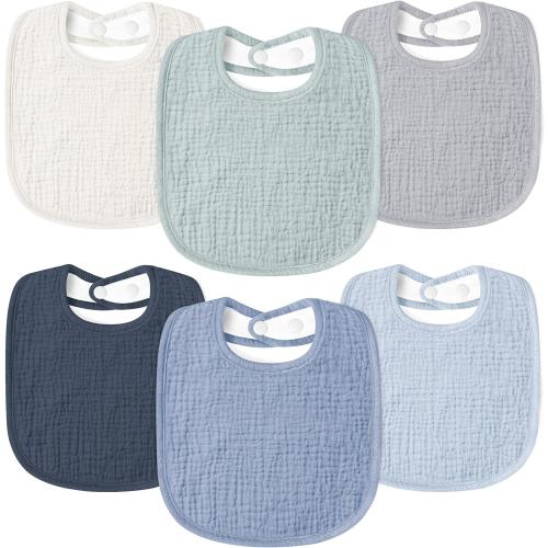 Susurration Muslin Baby Drool Bibs 6Pack Soft Square Adjustable Baby Bandana Bibs for Unisex Girls & Boys