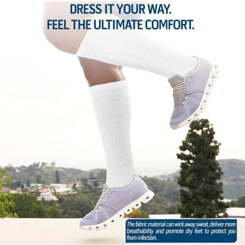 Diamond Star 12 Pairs Diabetic Knee High Socks for Men – Over the Calf Cotton Socks, Non-Binding Comfortable Fit – Men’s Shoe Size 12–14 (12 Pairs White)