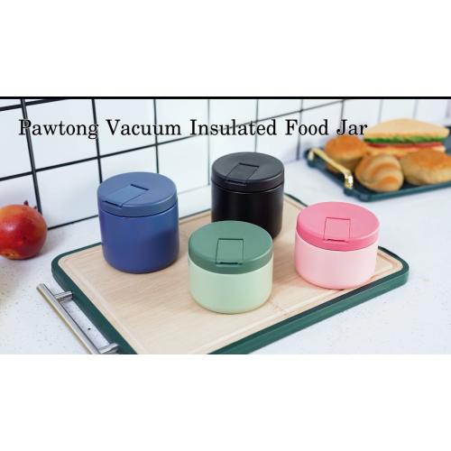 Pawtong 19oz Insulated Vacuum Food Jar with Buckle Lid Wide Mouth Soup Thermo for Hot Food Kids Leakproof Stainless Steel Lunch Container- Blue