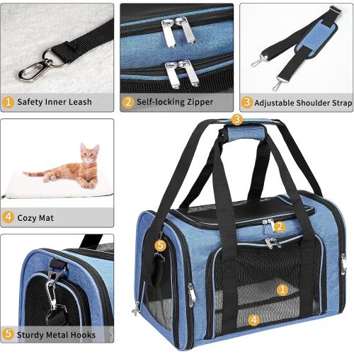 Soft-Sided Cat/Dog/Pet Carrier, Collapsible Pets Travel Carriers