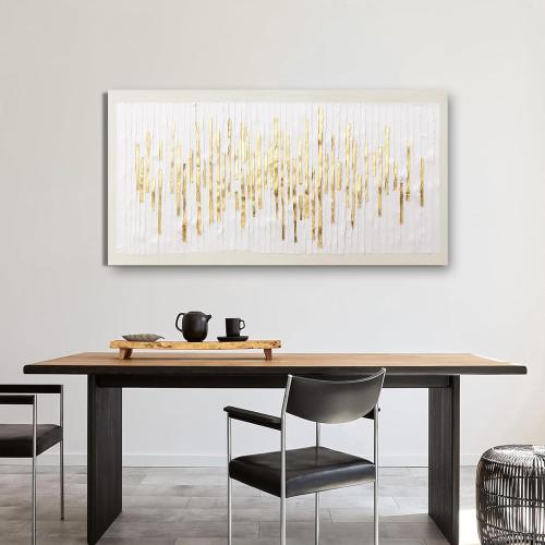 Canvas Wall Art Decor Modern Wall Decor For Living Room Gold Abstract Wall Art White Textured Wall Art Abstract Art Artwork for Walls Canvas Prints Art Work For Home Office Wall Decor