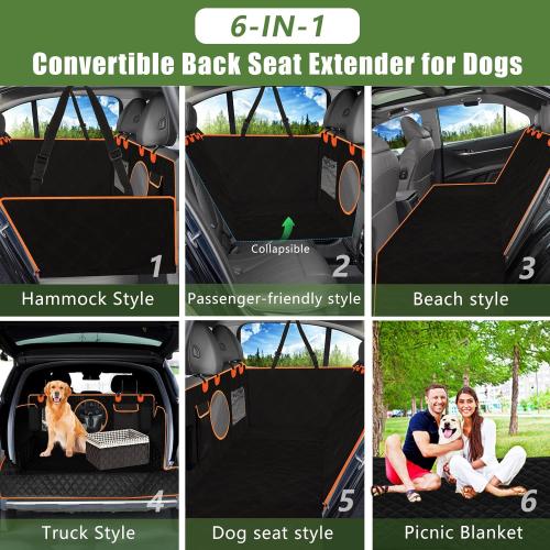 INFURTURE Waterproof Dog Car Seat Cover for Back Seat with Hard Bottom, Dog Car Seat Cover Holds 460lbs, 8-Layer Protection, Non-Slip & Scratch Proof, Easy to Install for Car/SUV
