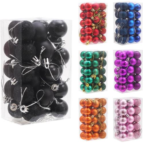 30ct Christmas Ball Ornaments, 1.18 Shatterproof Tree Decorations, Perfect Hanging Ball for Indoor/Outdoor Holiday Party Decor (Black)