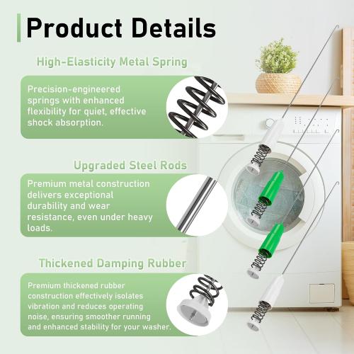 WH16X26910 WH16X26911 Washer Suspension Rods, Compatible with G.E GTW335ASN1WW GTW335ASN2WW GTW585BSV0WS GTW585BSV2WS GTW460ASJ4WW, Replaces WH16X24144 WH16X24145 AP6287023 AP6286937 Suspension Rods