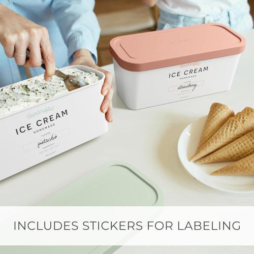 ZICOTO Set of 2 Reusable Ice Cream Tub Containers 2 Quart Each with Lids