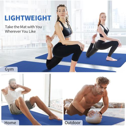 Size72/84x 32x 1/4 Color Blue  Extra Wide Yoga Mat for Women and Men (72/84x 32x 1/4) TPE Workout Mat, Non-slip Large Exercise Fitness Mat for Yoga, Pilates, Workout