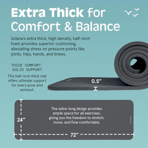 Retrospec Solana Yoga Mat 1/2 Thick w/Nylon Strap for Men & Women - Non Slip Exercise Mat for Yoga, Pilates, Stretching, Floor & Fitness Workouts