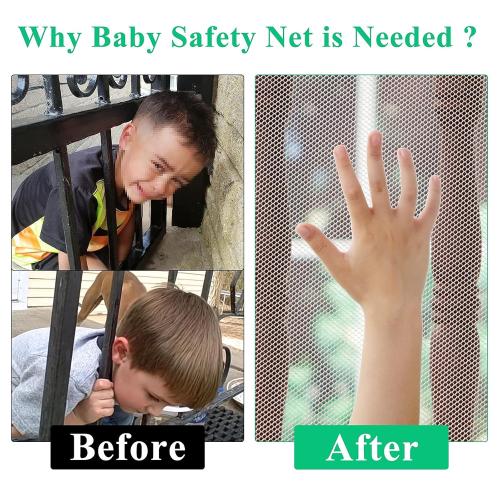 Child Safety Net, Durable Banister Guard for Baby Safety Stairs Railing Balcony Cribs, Banister Stair Mesh Baby Proofing, Easy to Install Stair Netting for Kids, Pets, Toys - (10ft Lx3ft H) White
